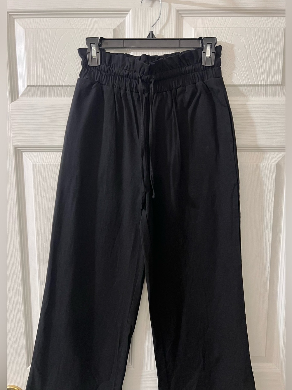 Black Drawstring Wide-Leg Pants - Picture 3 of 4
